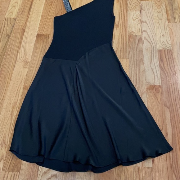 Formal Black Dress with Rhinestone Embellished Shoulder Strap - Picture 6 of 6